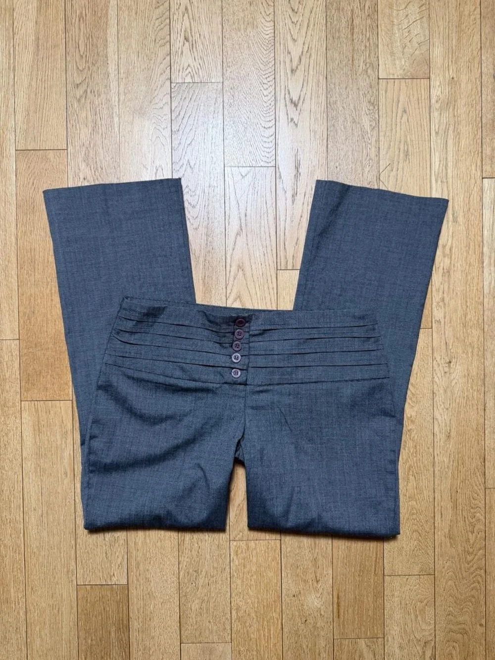 Y2K Grey Pleated Low Rise Trousers Pants